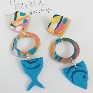 Retro Modern “Fishy” Polymer Clay Earrings